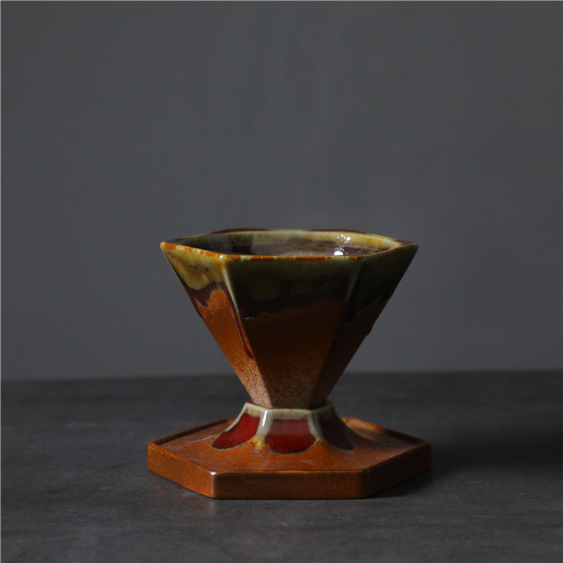 Taza de café y té de cerámica con diseño hexagonal de Buddha Stones, taza de café con base de 170ml