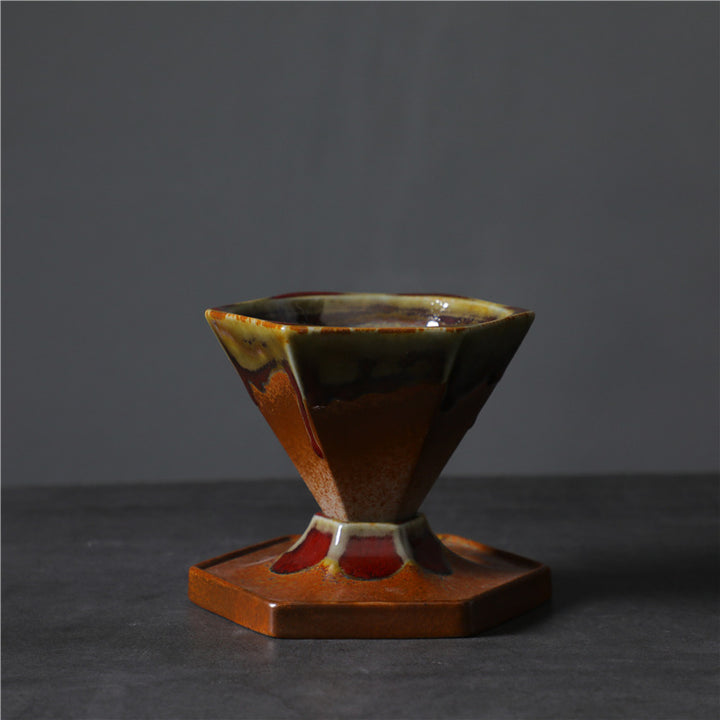 Taza de café y té de cerámica con diseño hexagonal de Buddha Stones, taza de café con base de 170ml