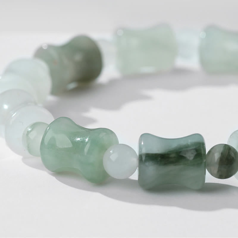 Pulsera de la suerte de la abundancia del patrón de bambú de la cáscara de coco del jade de las Buddha Stones