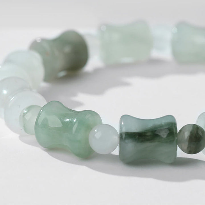 Pulsera de la suerte de la abundancia del patrón de bambú de la cáscara de coco del jade de las Buddha Stones