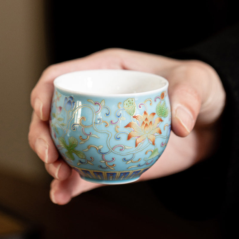 Taza de té de cerámica con diseño de vaina de flor de loto, Buddha Stones, taza de té de Kung Fu, 80ml