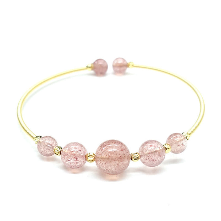Brazalete de pulsera curativo de amor de cuarzo fresa natural con Buddha Stones