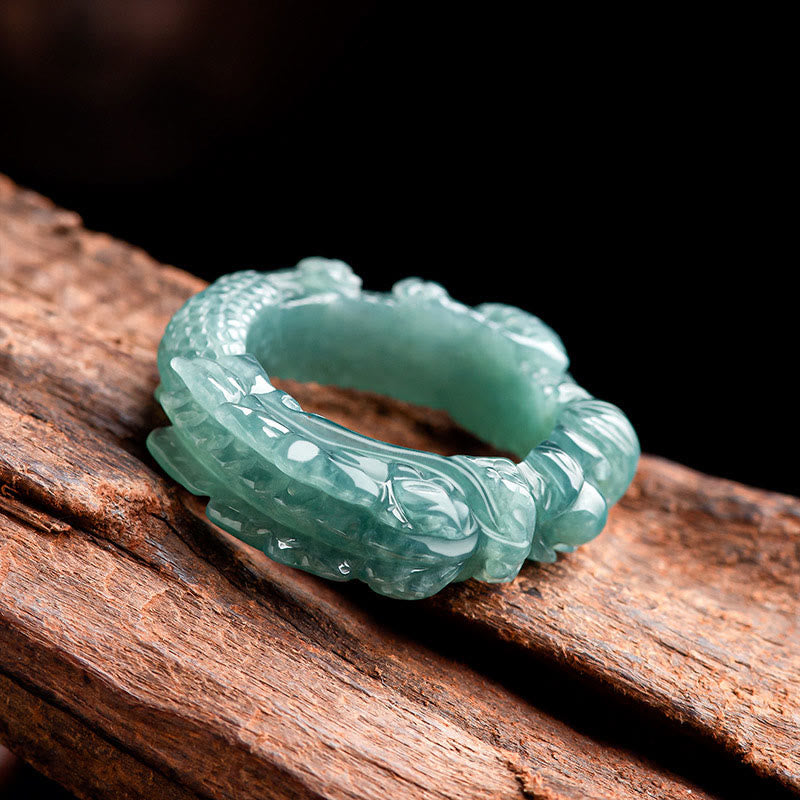 Anillo de éxito con dragón de jade natural de Buddha Stones - image 1