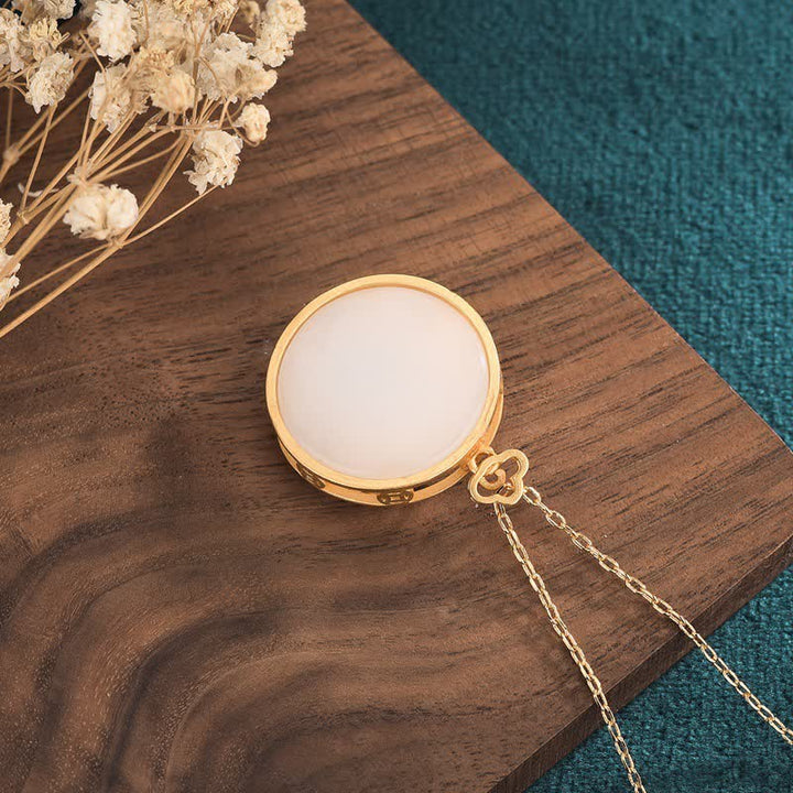 Colgante de collar de bendición de loto de pez koi de jade blanco - image 4