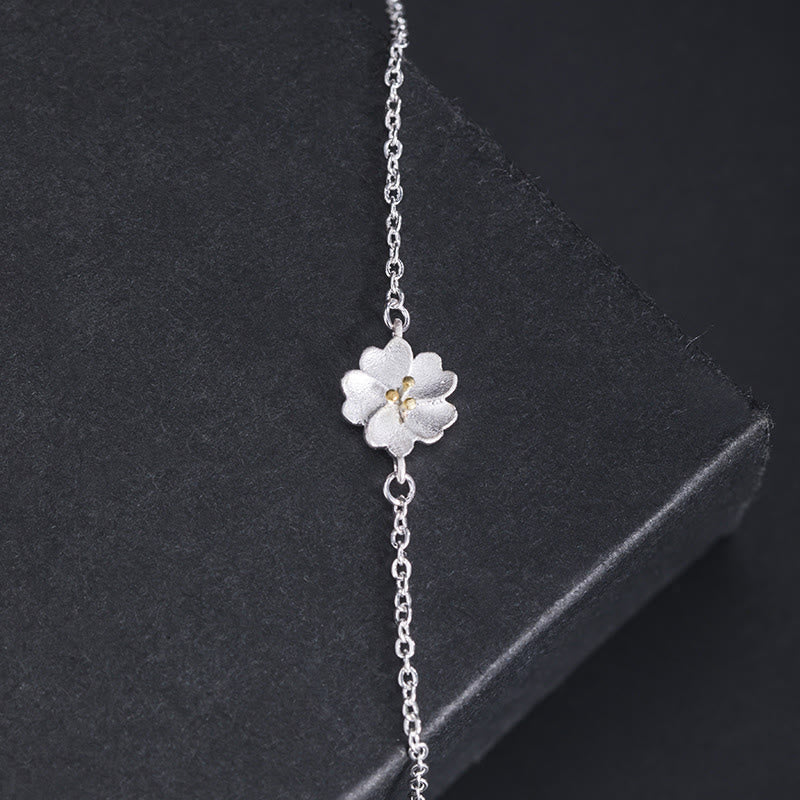 Pulsera de cadena con bendición de flor de cerezo de plata de ley 925 con Buddha Stones - image 2