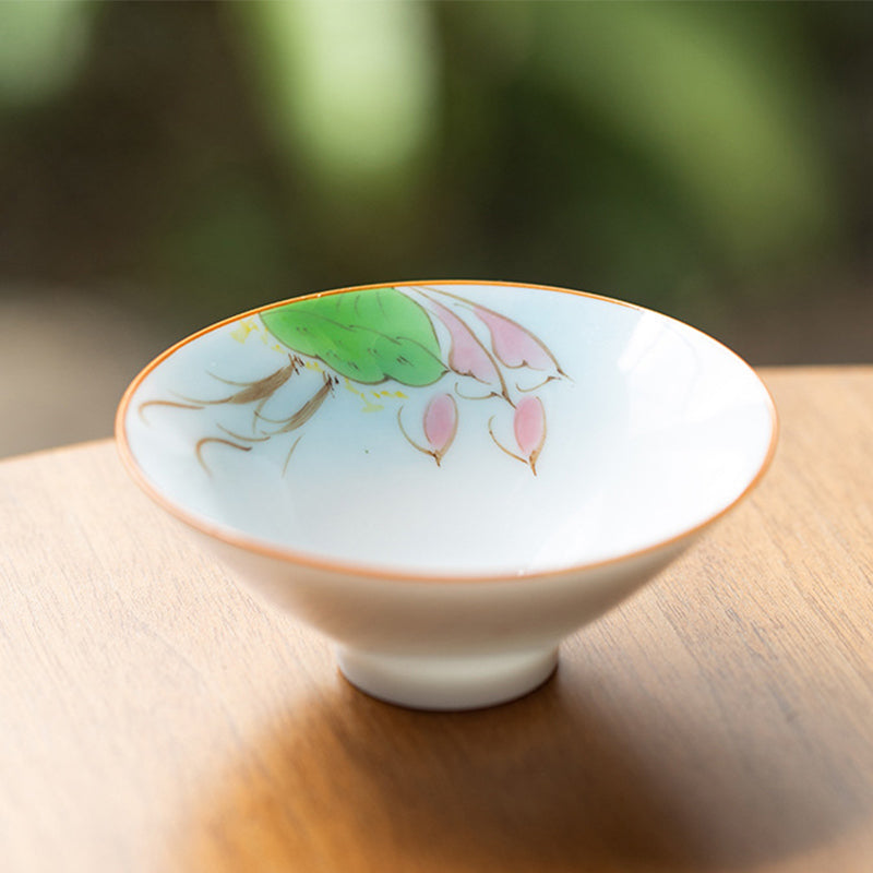 Taza de té de Kung Fu con Buddha Stones, flor de Mandala, pez Koi, pájaro de loto, caquis, 50ml