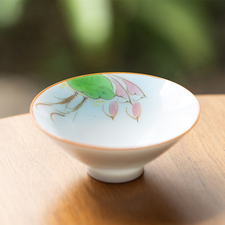 Taza de té de Kung Fu con Buddha Stones, flor de Mandala, pez Koi, pájaro de loto, caquis, 50ml