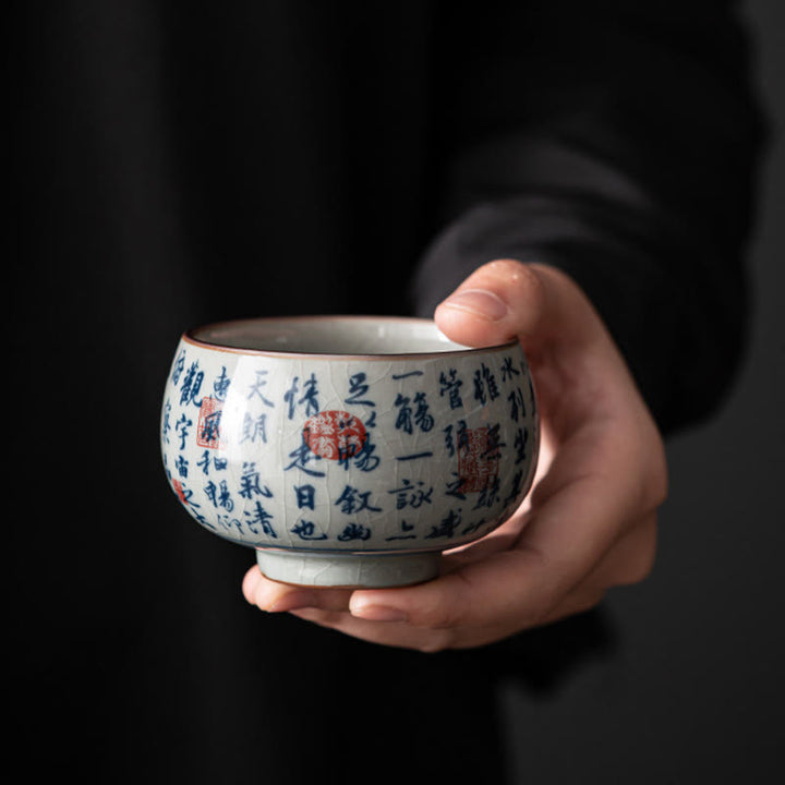 Taza de té de cerámica con Buddha Stones, paisaje de montaña, pabellón de orquídeas de loto, taza de té de Kung Fu