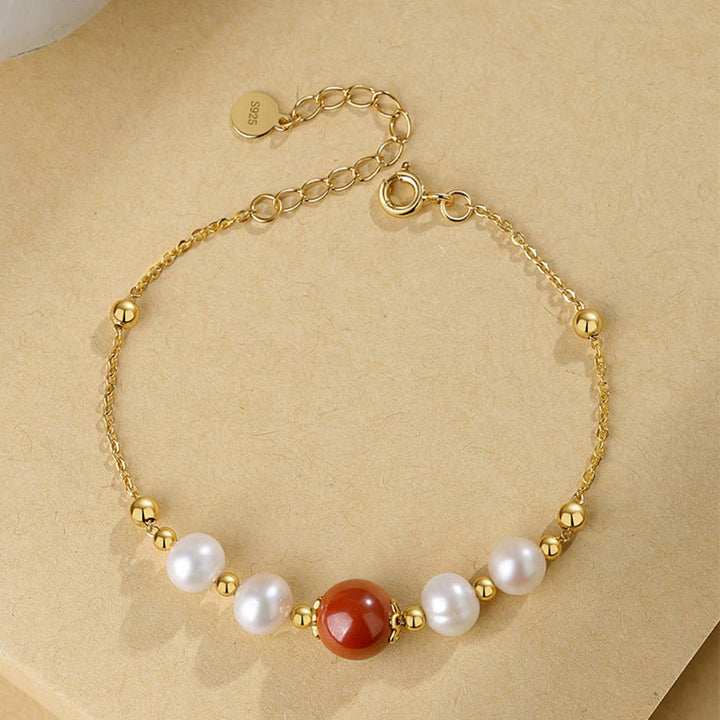 Pulsera de cadena de cuentas curativas de cinabrio y perlas de plata de ley 925 con Buddha Stones - image 5