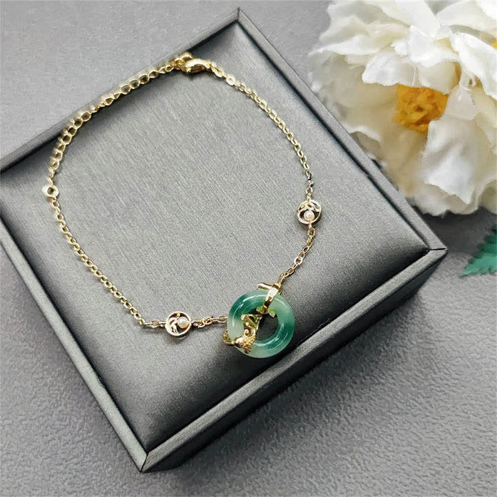 Pulsera de armonía curativa con peces Koi de jade cian y Buddha Stones