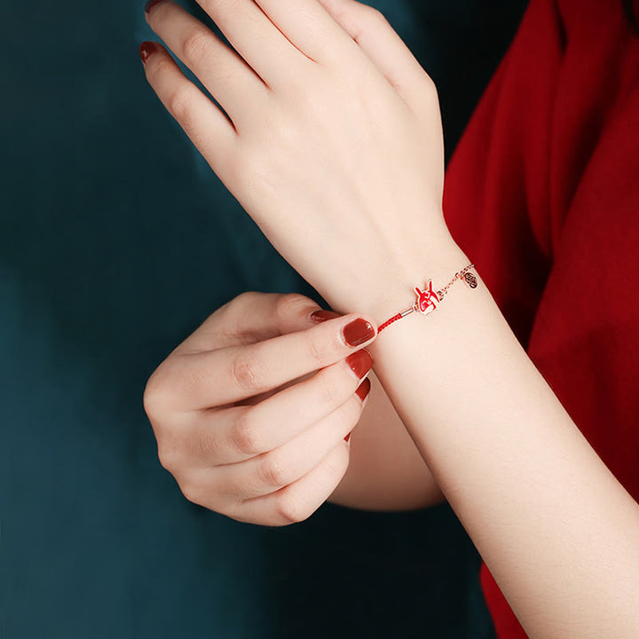 Pulsera de cadena de hilo rojo con protección de la suerte del zodiaco chino que cambia de color de Plata de Ley 925 con Buddha Stones - image 18