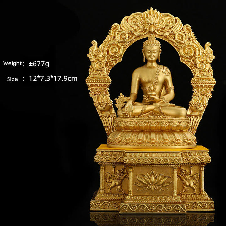 Figura de Buda medicinal Shakyamuni Amitabha, estatua de cobre de serenidad, decoración del hogar - Buda de la Medicina de 10 cm y base - image 8
