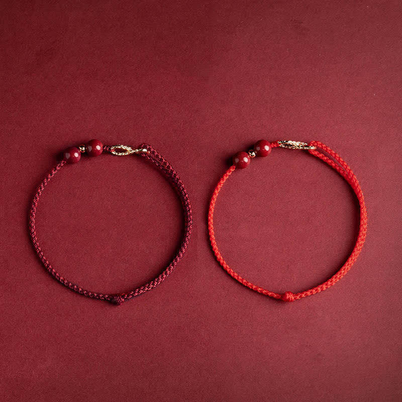 Pulsera tobillera con símbolo del infinito dorado y hilo rojo con bendición de cinabrio y Buddha Stones - image 11