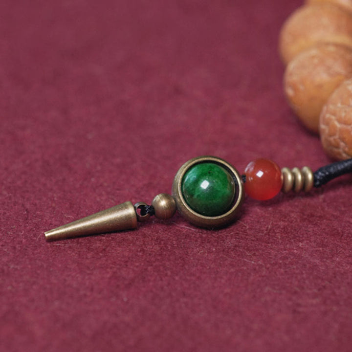Pulsera Mala para muñeca con abalorio de paz, semilla de Bodhi del Tíbet, Dzi