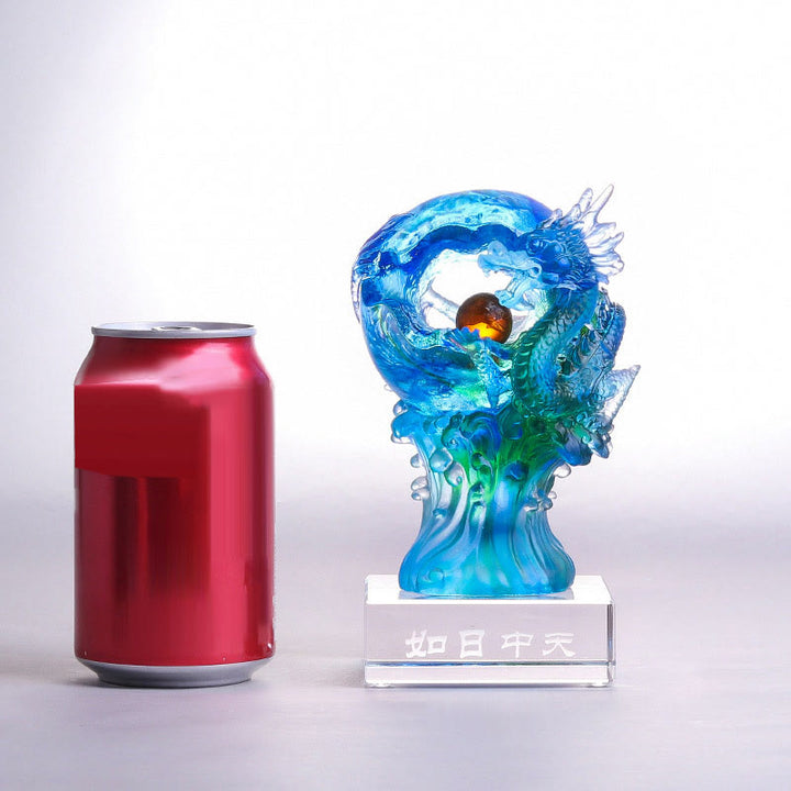 Buddha Stones hechas a mano, dragón azul Liuli, pieza de arte con cristal, protección del éxito, decoración para el hogar y la Oficina - image 7