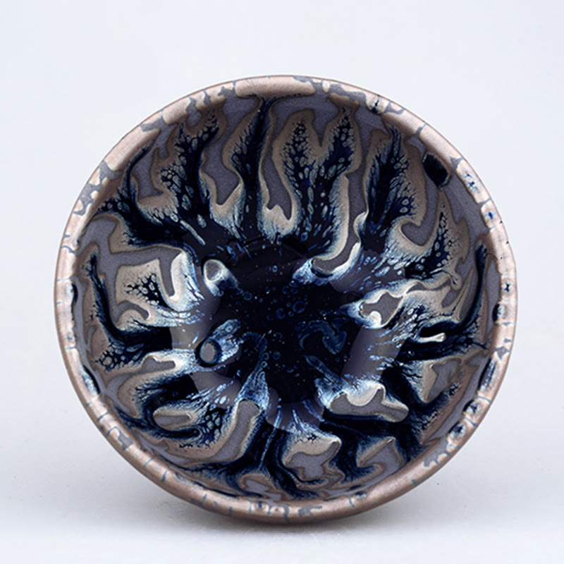 Taza de té de cerámica china Jianzhan, diseño de árbol de té hecho a mano con Buddha Stones, taza de té de Kung Fu