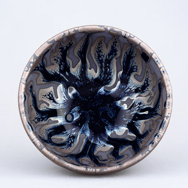 Taza de té de cerámica china Jianzhan, diseño de árbol de té hecho a mano con Buddha Stones, taza de té de Kung Fu