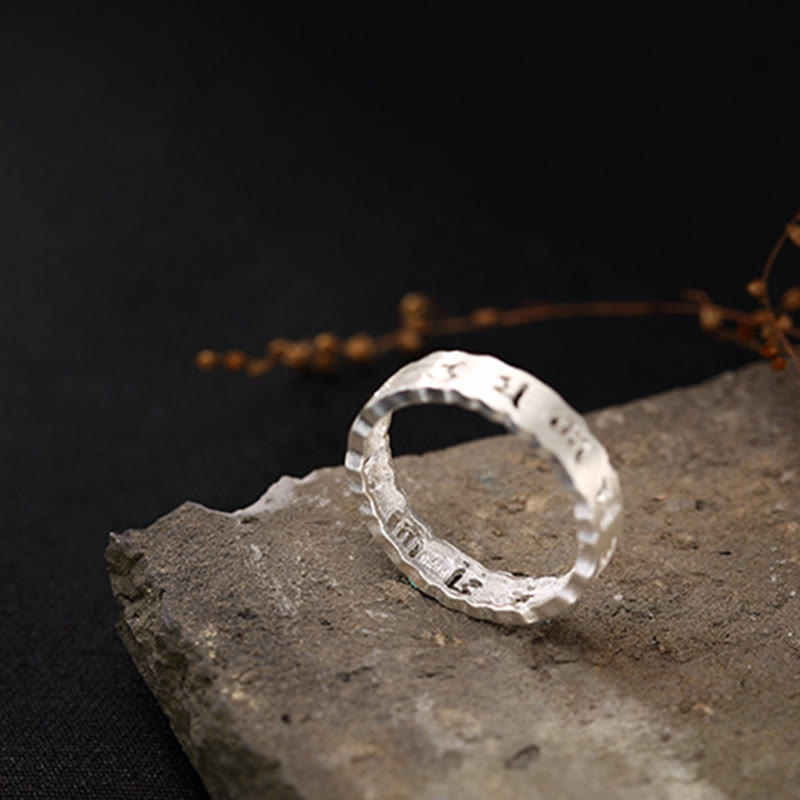 Anillo hueco de paz Om Mani Padme Hum de plata de ley 925 tibetana con Buddha Stones - image 8