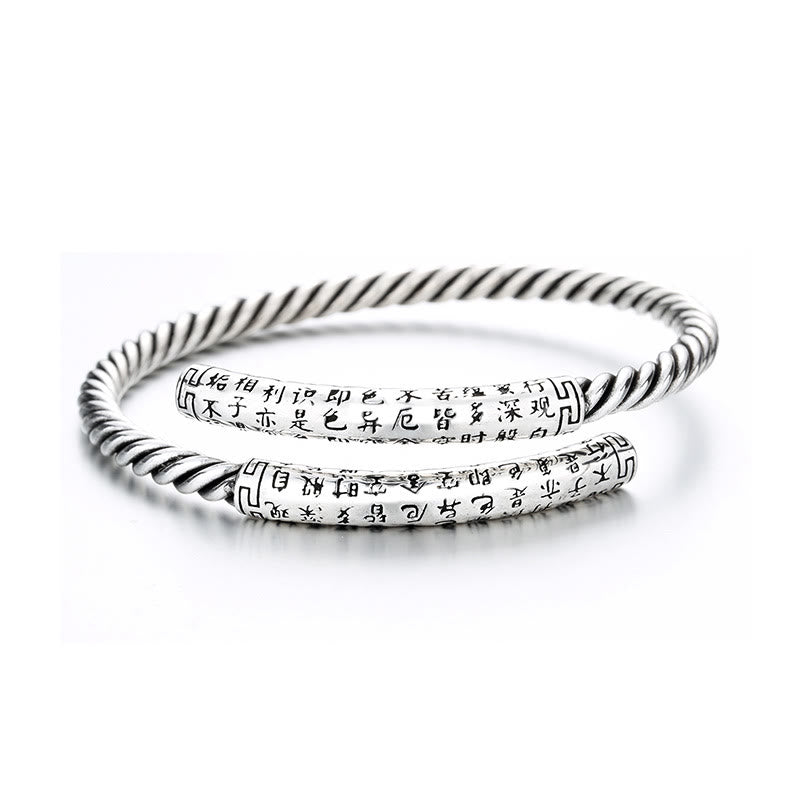 Brazalete de pulsera de equilibrio con diseño trenzado de Sutra de corazón Retro con Buddha Stones