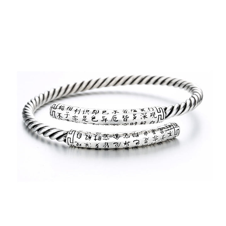 Brazalete de pulsera de equilibrio con diseño trenzado de Sutra de corazón Retro con Buddha Stones