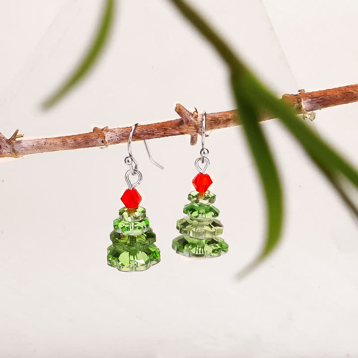 Pendientes colgantes curativos de paz con amatista y árbol de Navidad con varios cristales