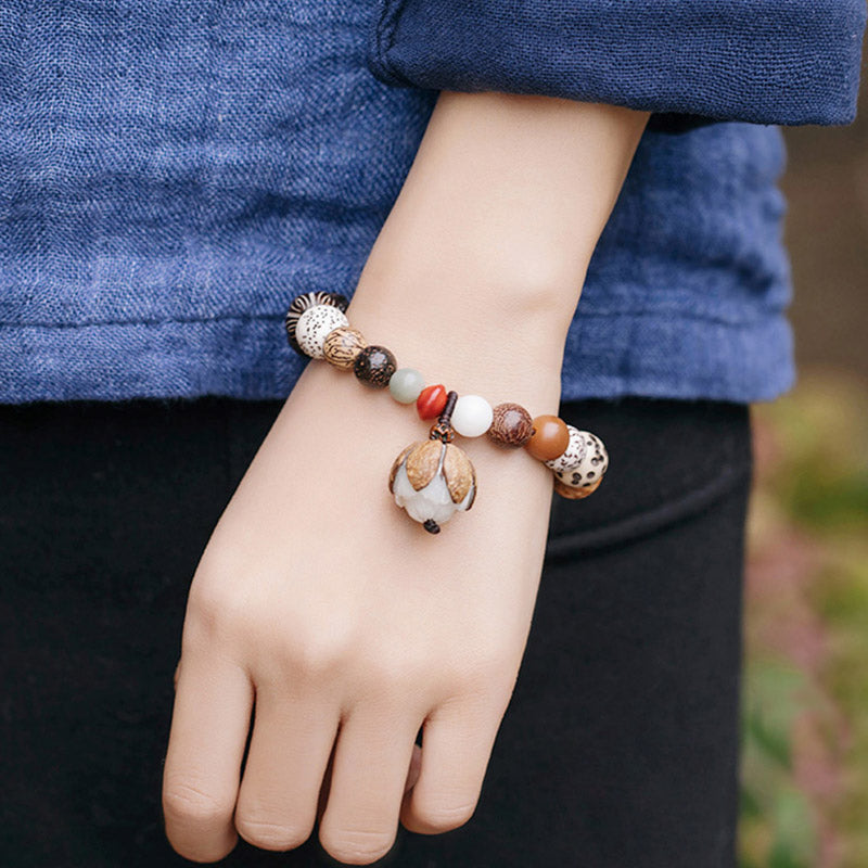 Pulsera Mala de muñeca de la paz de la sabiduría del loto de la semilla de Bodhi