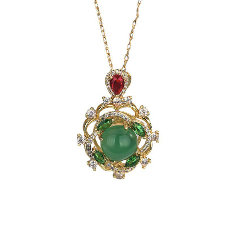 Collar de la Suerte con Cristal Rojo y Jade Cian de Buddha Stones