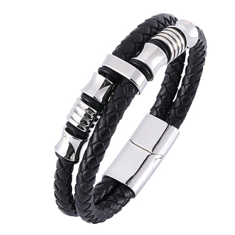 Pulsera Fortune con tejido de cuero en capas de Buddha Stones