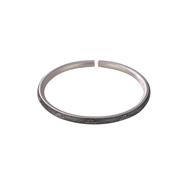 Brazalete de pulsera de la suerte con diseño de nubes propicias de plata de ley 999 vintage con Buddha Stones
