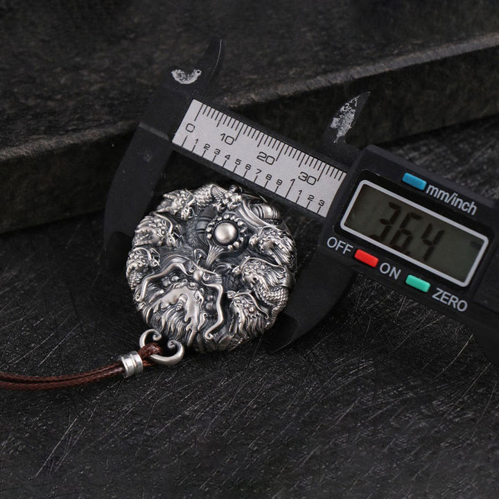 Collar con colgante de plata de ley 999 con Buddha Stones , nueve dragones jugando con una perla, protección de la suerte - image 7