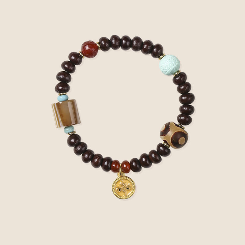 Buddha Stones Natural Tíbet Púrpura Bodhi Semilla Dzi Cuenta Dios de la Riqueza Pulsera de Sabiduría