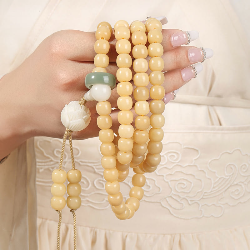 Pulsera con dije de armonía y paz con cuentas de loto y semilla de Bodhi Natural de Buddha Stones