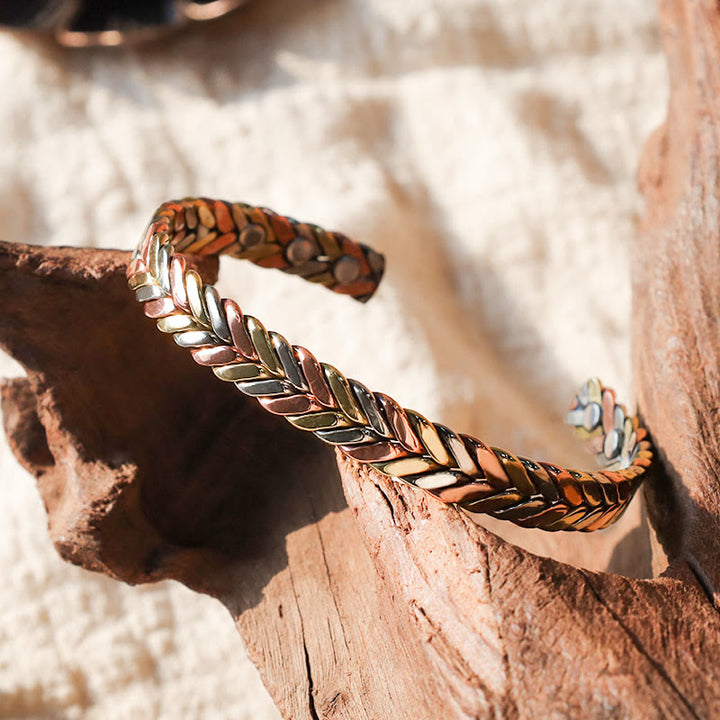 Brazalete ajustable de cobre magnético vintage con Buddha Stones