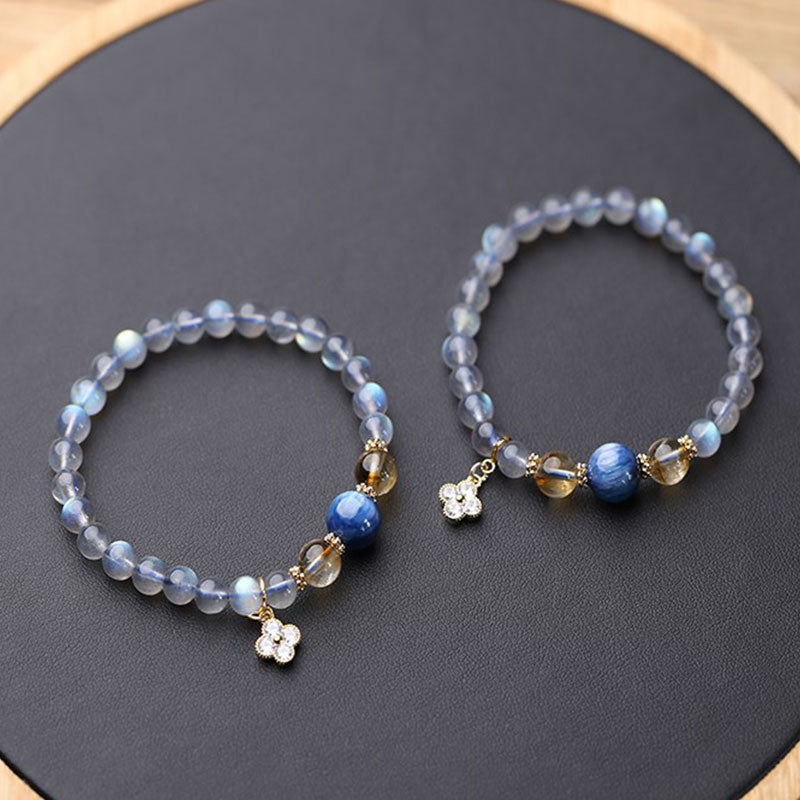 Pulsera de cuentas curativas de Chram de flor de piedra lunar natural
