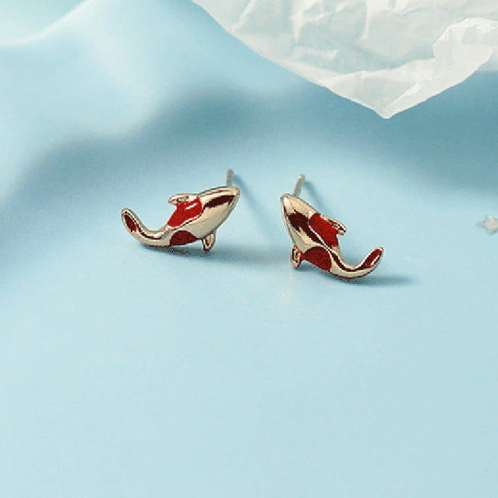 Juego de pendientes y pulsera de cuerda roja con colgante de collar de pez Koi de cobre con Buddha Stones