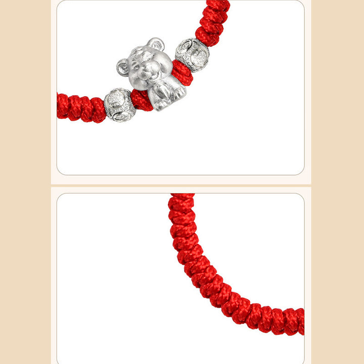 Pulsera para niños hecha a mano con cuerda roja del zodíaco chino de plata de ley 999 con Buddha Stones - image 10
