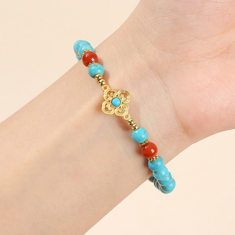Pulsera de equilibrio de protección de cuentas turquesas de Buddha Stones