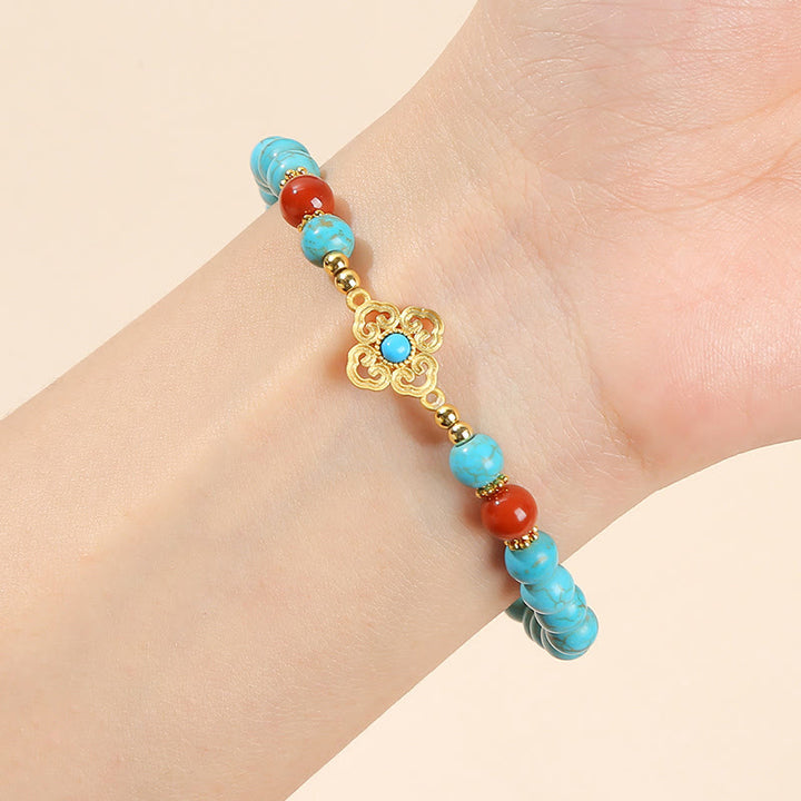 Pulsera de equilibrio de protección de cuentas turquesas de Buddha Stones