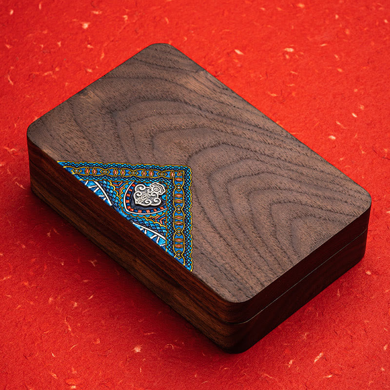 Caja de regalo de madera hecha a mano vintage de madera de nogal negro para guardar joyas