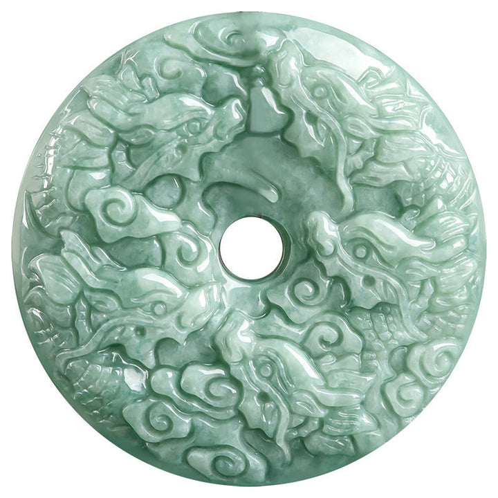 Buddha Stones Año del Dragón Jade Natural Nueve Dragones Paz Hebilla Collar Colgante de Protección