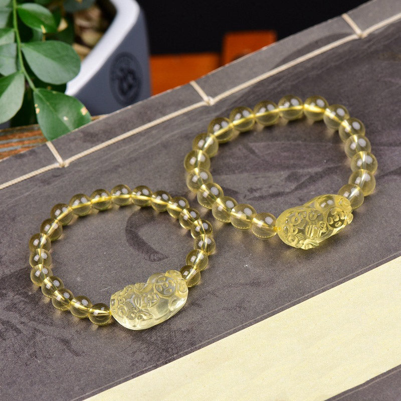 Pulsera de riqueza de Buddha Stones FengShui Citrino PiXiu