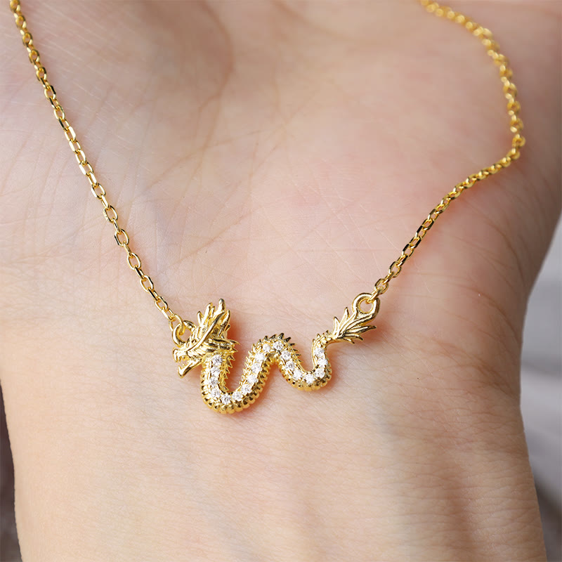 Buddha Stones de Plata de Ley 925, colgante de cadena de la suerte del Año del Dragón, dragón dorado auspicioso - image 1