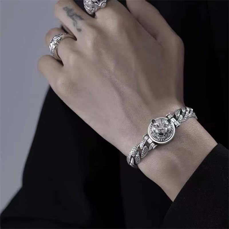 Pulsera de energía de la suerte grabada con diseño de flores de la dinastía Tang del tigre de Buddha Stones