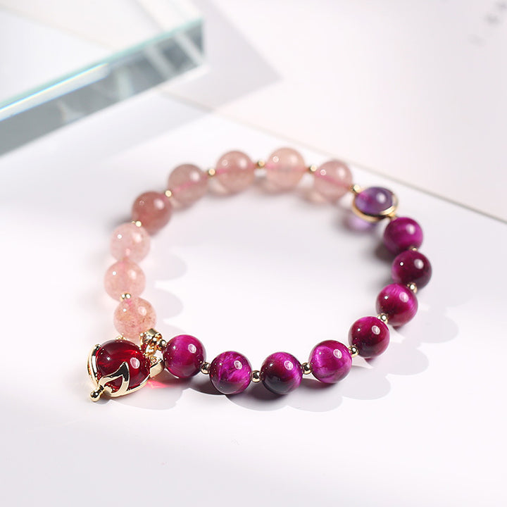 Pulsera de amor Pixiu de cuarzo fresa natural con Buddha Stones