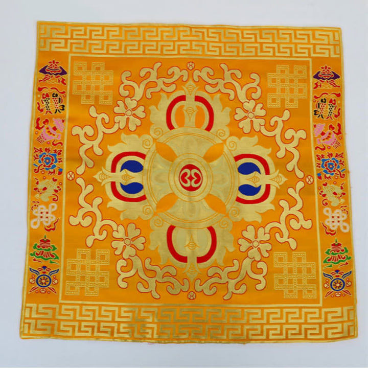 Tapete para altar de oración con nudo sin fin, tapete para meditación curativa, 8 símbolos auspiciosos, camino de mesa