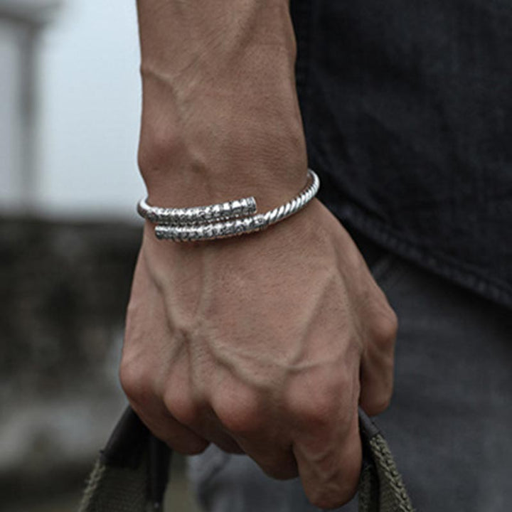 Pulsera con dijes de cobre blanco Sutra de corazón tibetano con Buddha Stones