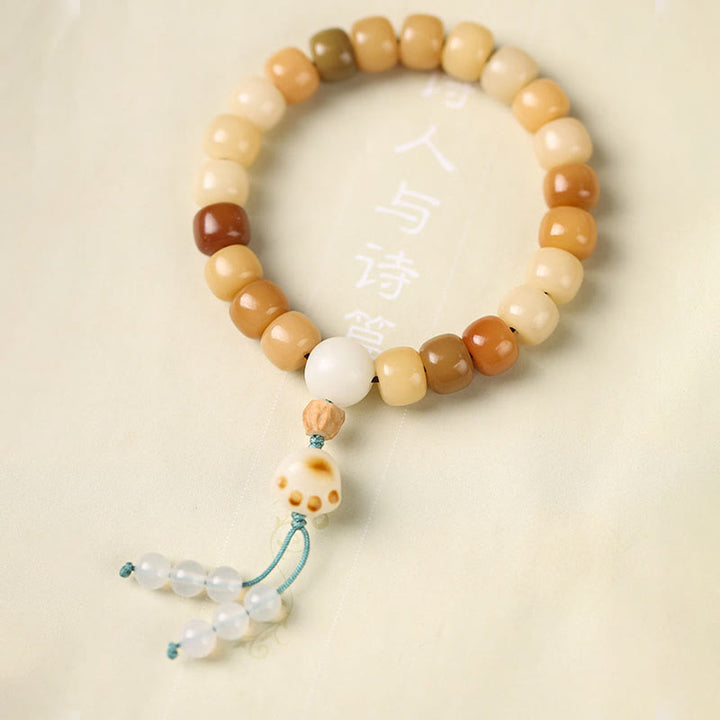 Buddha Stones Semilla Bodhi Natural El Señor del Bosque Cadáver Om Mani Padme Hum Pulsera de Sabiduría