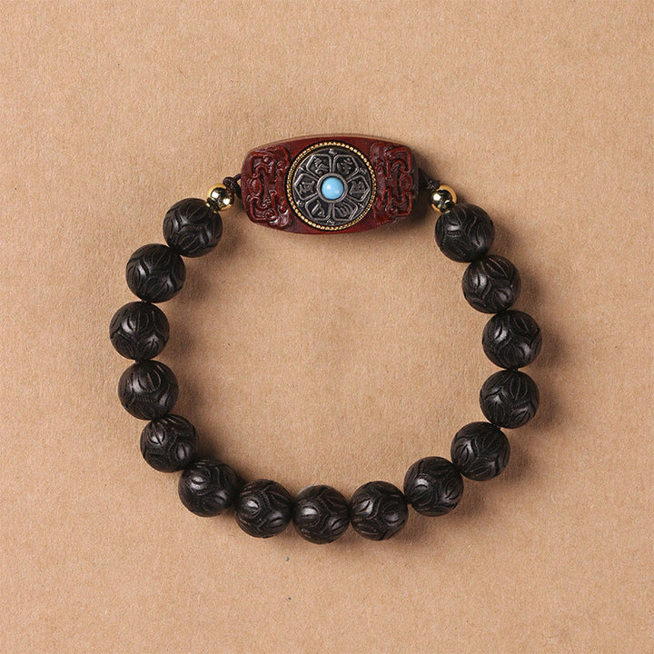 Buddha Stones Sándalo Verde Madera de Ébano Sándalo Om Mani Padme Hum Pulsera Calmante