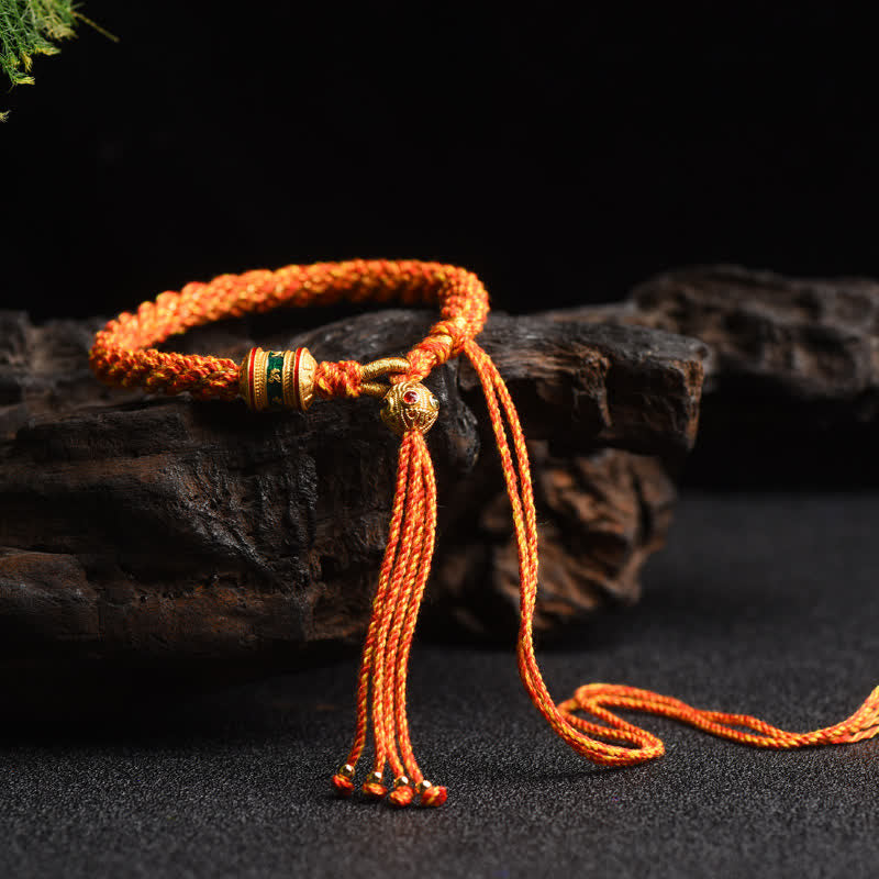 Pulsera de cuerda colorida con cuentas de rueda de oración de la suerte hecha a mano tibetana con Buddha Stones