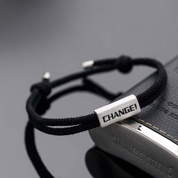 Pulsera de hilo de bendición con grabado de letras de plata de ley 925 con Buddha Stones